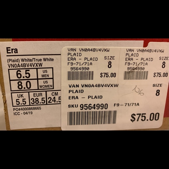 Vans Era Plaid Blue, Red & True White Skate Shoes - Picture 12 of 12